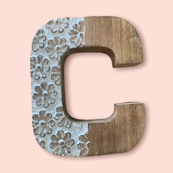 Other - Variety Assorted Stand Alone Wooden Letters with Beautiful White Accent Flowers